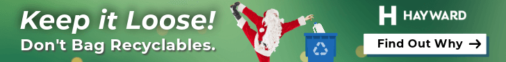 santa putting plastic jug in recycling cart